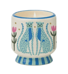 A DOPO 8 oz HANDPAINTED “BLUE CHEETAHS” CERAMIC W/ DUSTCOVER LINEN & ORRIS - Twirls + Twigs