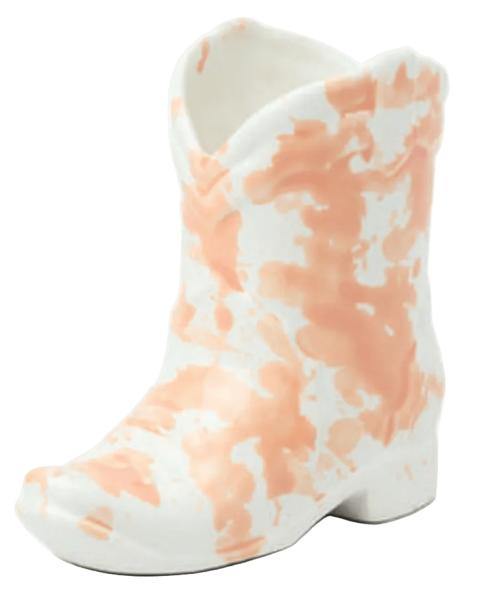 Nashville Ceramic Cowboy Boot Candle – Cactus Flower | Pink Splatter 6 oz - Twirls + Twigs