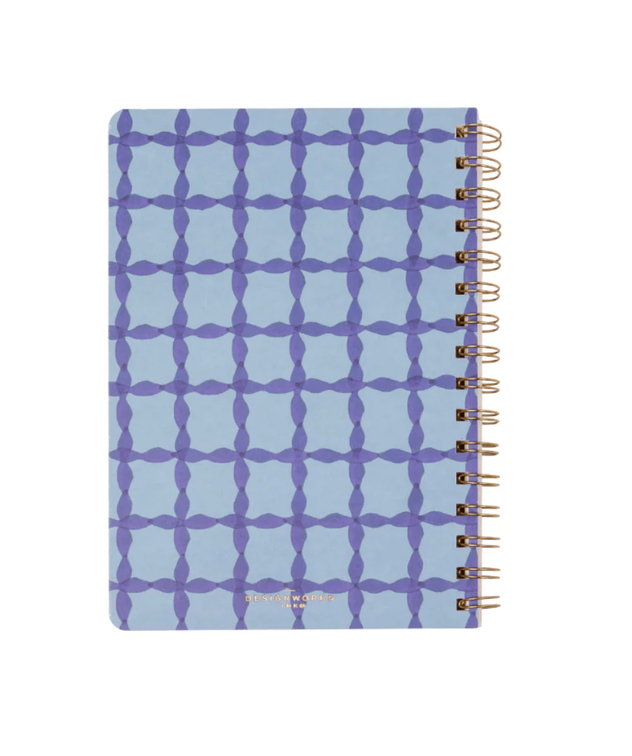 Tulip Twin Wire Notebook - Small Blue Lattice - Twirls + Twigs