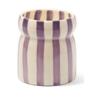 6.5 OZ CABANA PURPLE STRIPED HAND PAINTED CERAMIC W/ DUSTCOVER & WARNING LABEL - WAKIKI WATERS - Twirls + Twigs