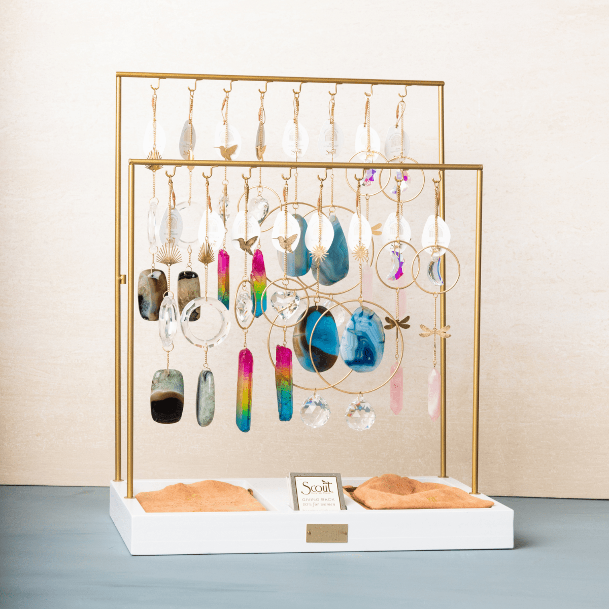 Stone Suncatcher - Dragonfly/Rose Quartz - Twirls + Twigs