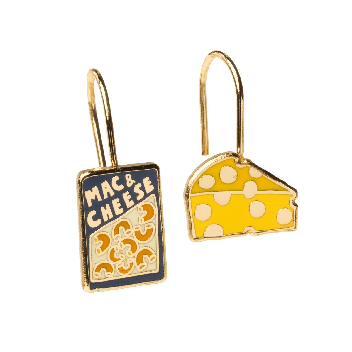 Mac & Cheese Drop Earrings | Gold Foodie Earrings - Twirls + Twigs
