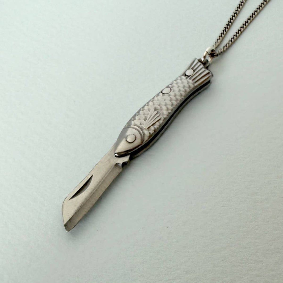 Small Silver Fish Knife Necklace: 18 Inch - Twirls + Twigs