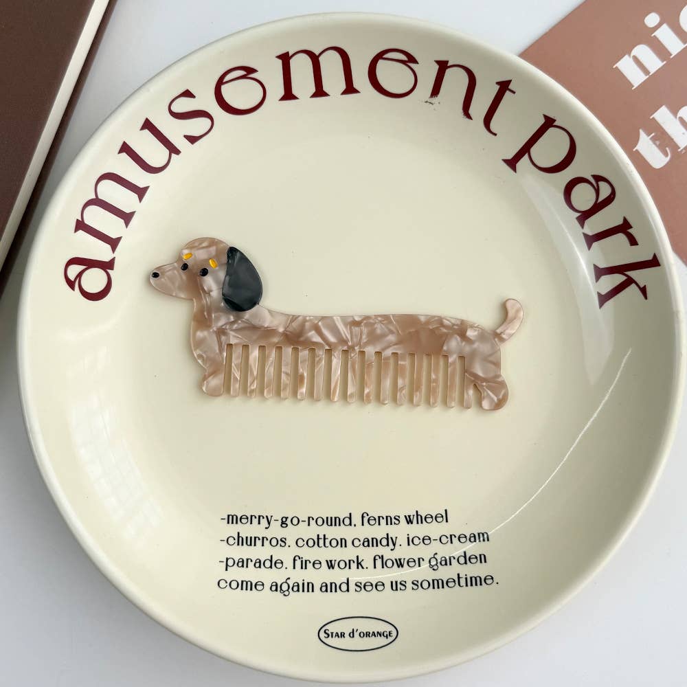Whimsical Animal Acetate Combs，Vegetable Portable Hair Tools: Puppy - Twirls + Twigs