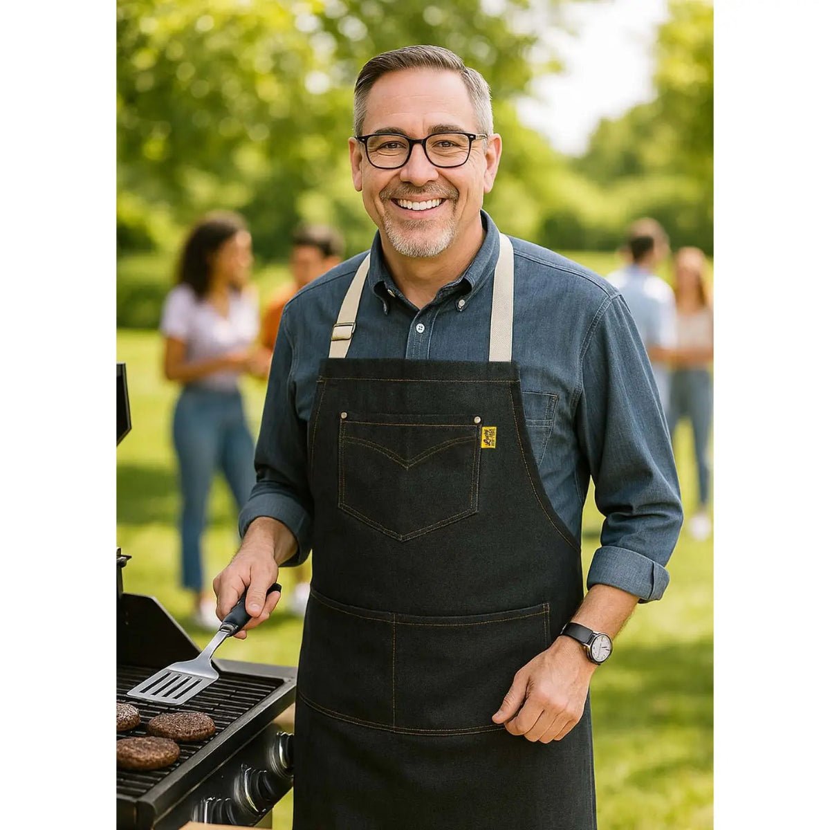 Workman’S Apron – Rugged Denim Apron - Twirls + Twigs