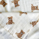 Bamboo Muslin Swaddle Baby Blanket (Teddy Bear) - Twirls + Twigs