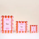 Square Scalloped Acrylic Picture Frame–Sicily Stripes Pink - Twirls + Twigs