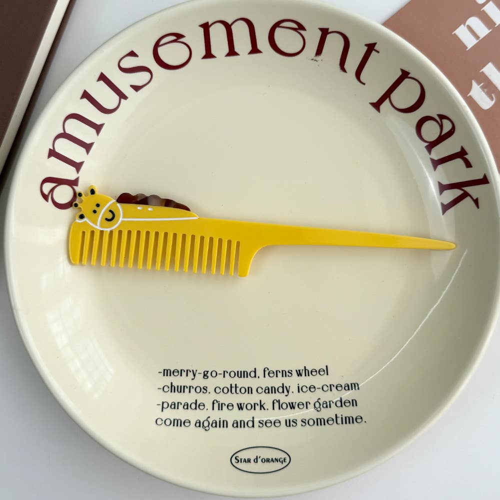 Whimsical Animal Acetate Combs，Vegetable Portable Hair Tools: Puppy - Twirls + Twigs