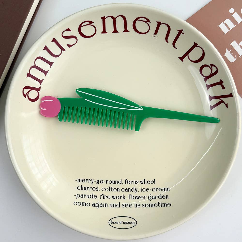 Whimsical Animal Acetate Combs，Vegetable Portable Hair Tools: Puppy - Twirls + Twigs