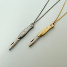 Small Gold Fish Knife Necklace: 18 Inch - Twirls + Twigs
