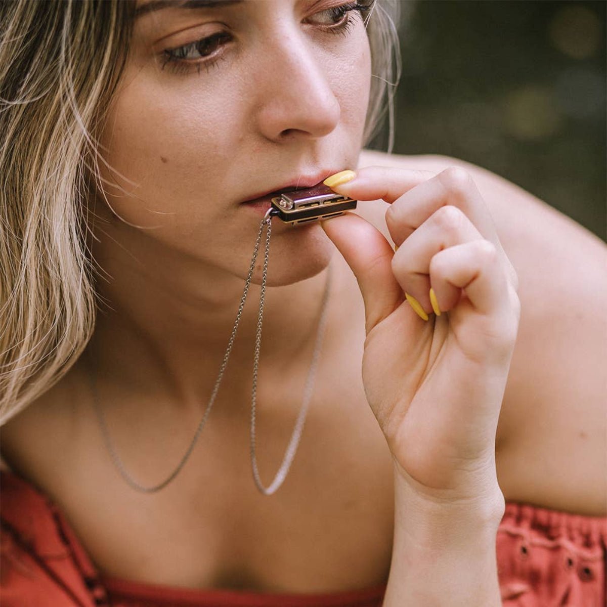 Silver Harmonica Necklace: 32 Inches - Twirls + Twigs