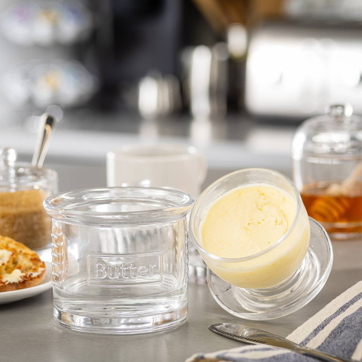 Glass French Butter Crock - Twirls + Twigs