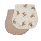 Bamboo Muslin Burp Cloth Set 2 - Pack (Teddy/Taupe) - Twirls + Twigs