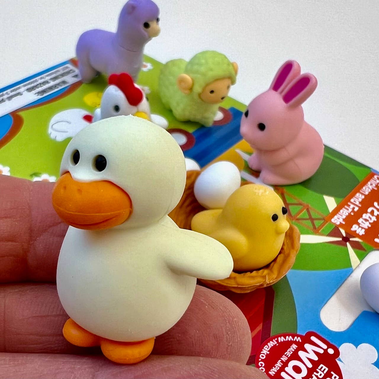 Chicken & Friends Erasers Card Iwako - Twirls + Twigs