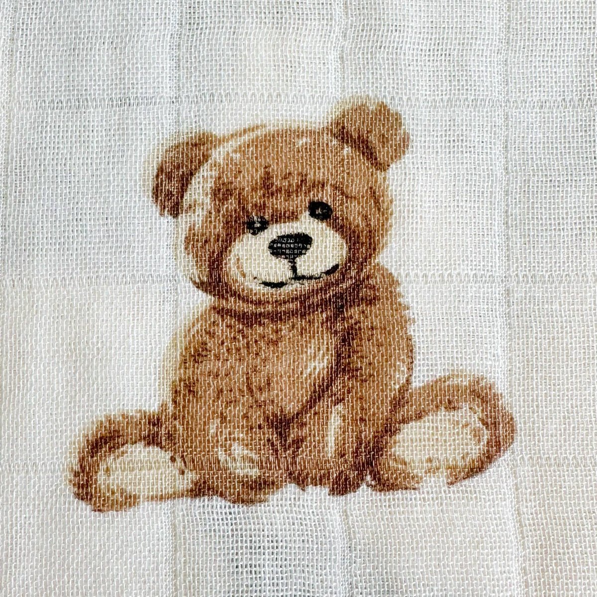 Bamboo Muslin Swaddle Baby Blanket (Teddy Bear) - Twirls + Twigs