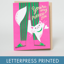  Cat Love Punny Letterpress Greeting Card by Hello!Lucky