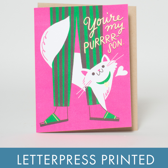 Cat Love Punny Letterpress Greeting Card by Hello!Lucky