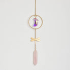 Stone Suncatcher - Dragonfly/Rose Quartz - Twirls + Twigs