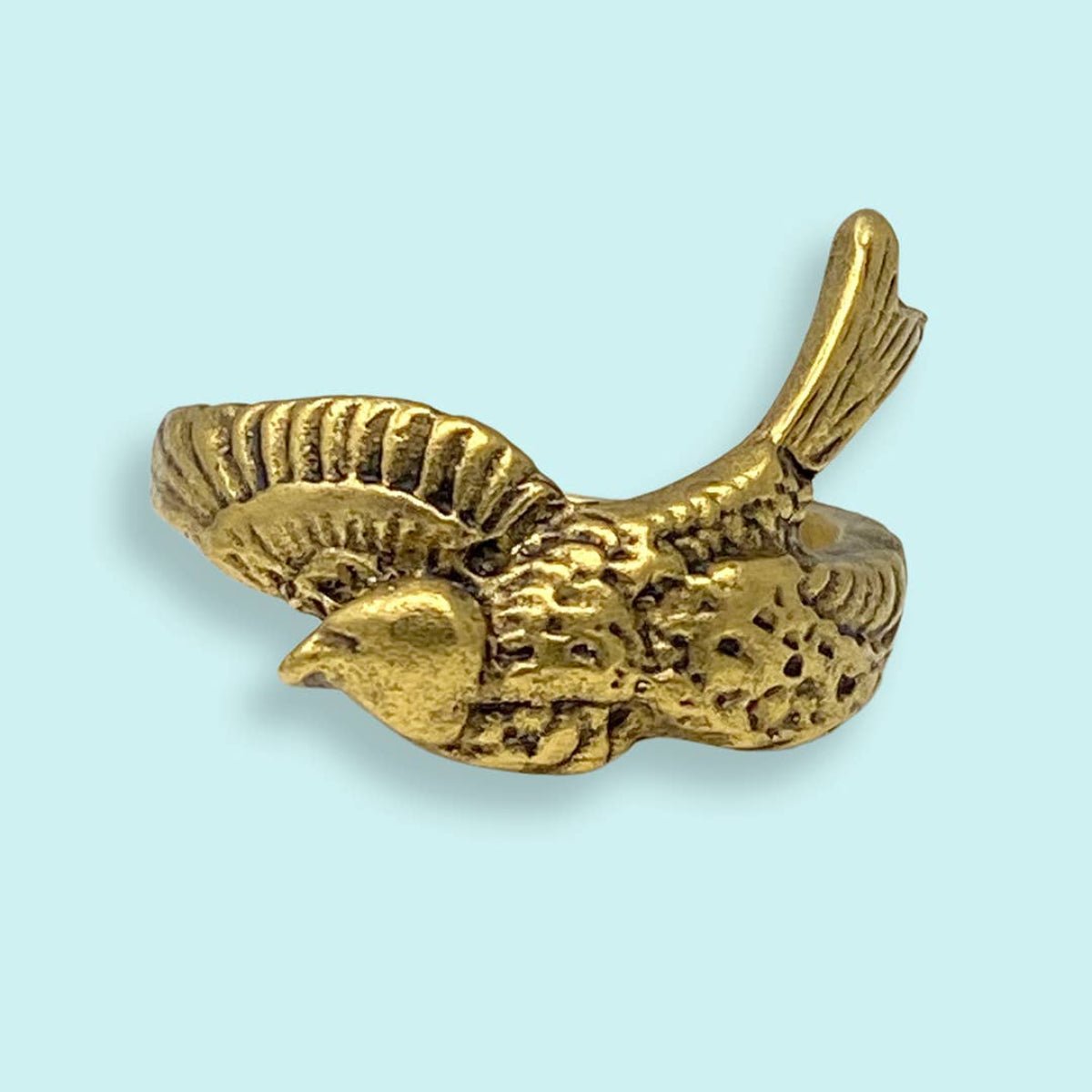 Gold Sparrow Bird Ring: Carded - Twirls + Twigs