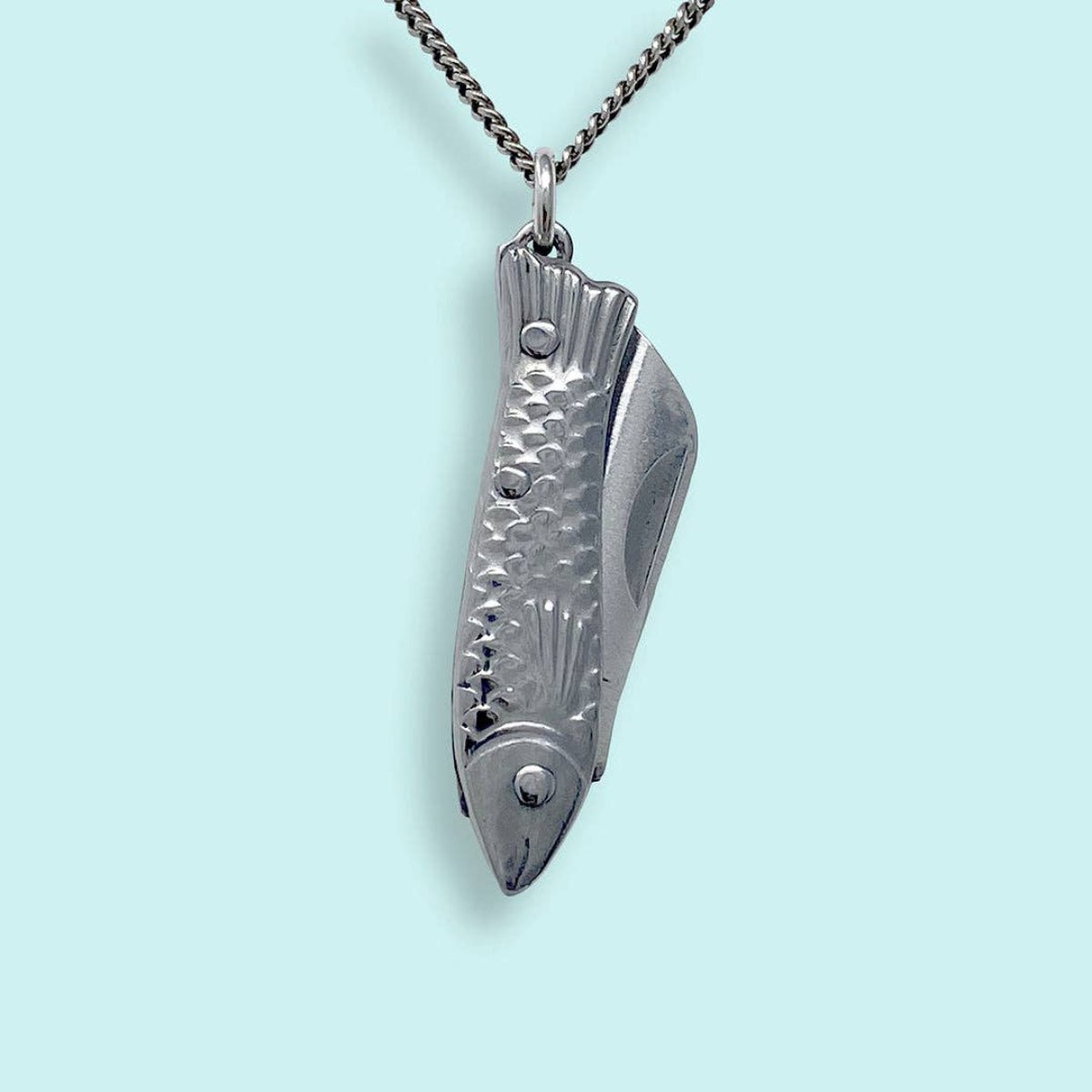 Small Silver Fish Knife Necklace: 18 Inch - Twirls + Twigs