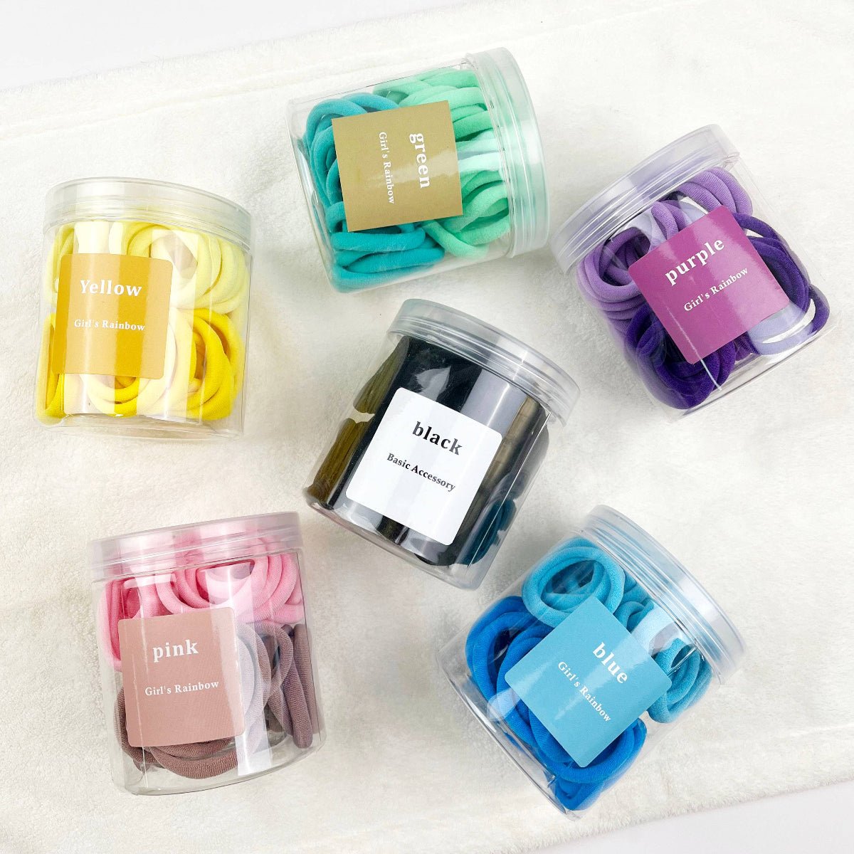 50pcs Candy - Colored Towel Ring Set High Elastic Hair Ties: Pink - Twirls + Twigs