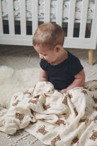 Bamboo Muslin Swaddle Baby Blanket (Teddy Bear) - Twirls + Twigs
