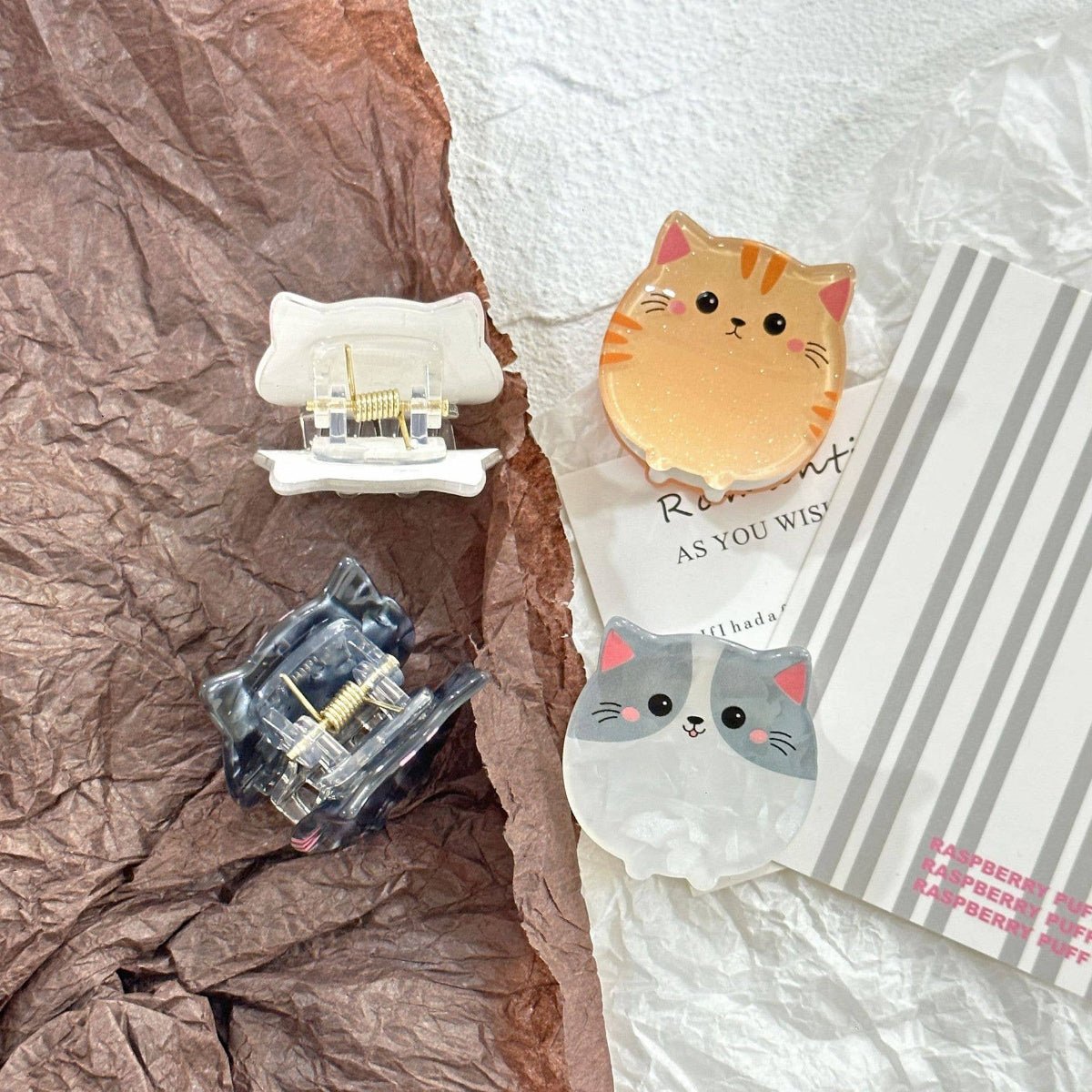 Cartoon Cat Hair Clip, Cute Animal Series Claw Clip: Gray - Twirls + Twigs