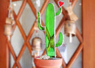 Handmade Stained Glass Potted Cactus Art - Twirls + Twigs