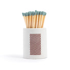 White Round Vessel with Marine Sage Matchsticks - Twirls + Twigs