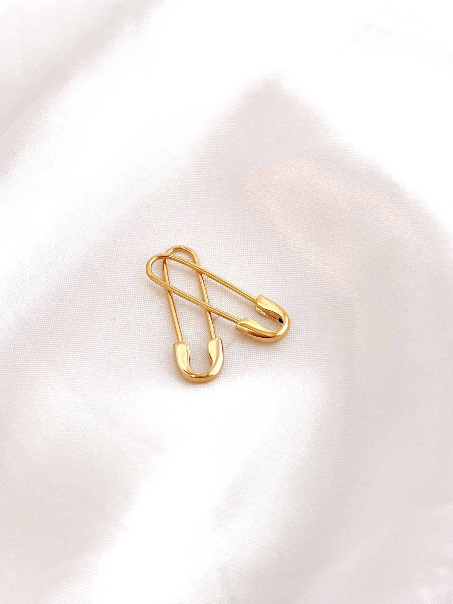 Safety Pin Earrings (Gold + Silver): Silver - Twirls + Twigs