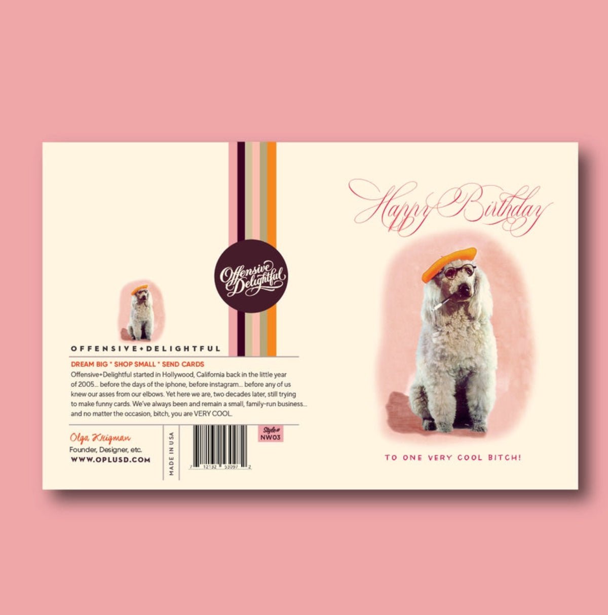 Cool Bitch Beret Poodle Birthday Card - Twirls + Twigs