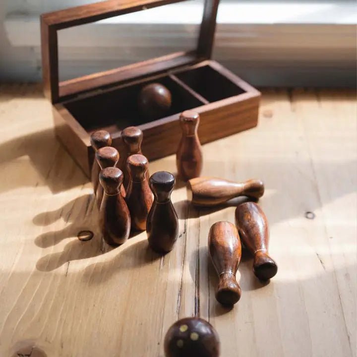 Tabletop Bowling Game Set - Handcrafted Wood - Twirls + Twigs