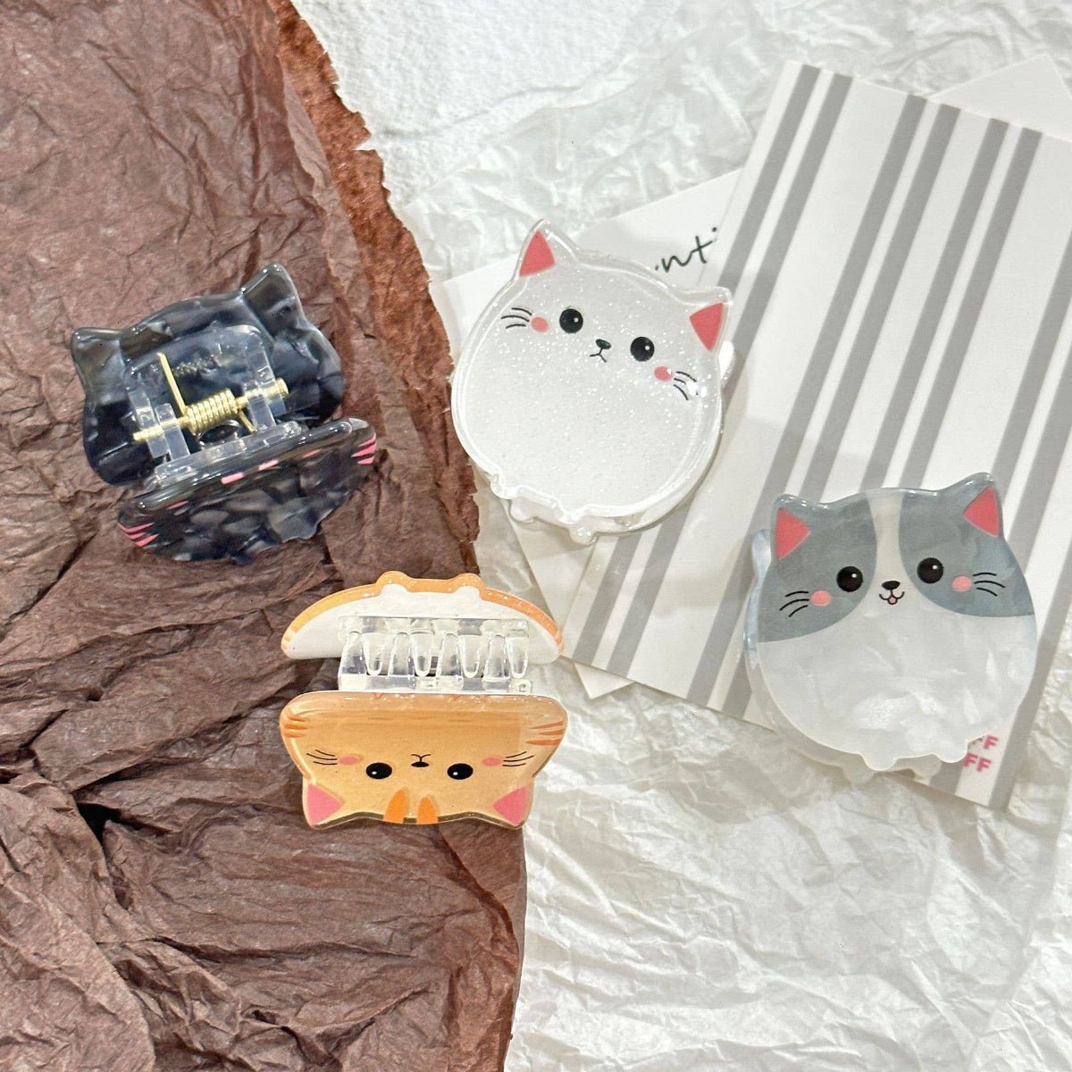 Cartoon Cat Hair Clip, Cute Animal Series Claw Clip: Black - Twirls + Twigs