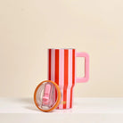 20 oz Lifestyle Flip Straw Tumbler–Sicily Stripes Pink - Twirls + Twigs