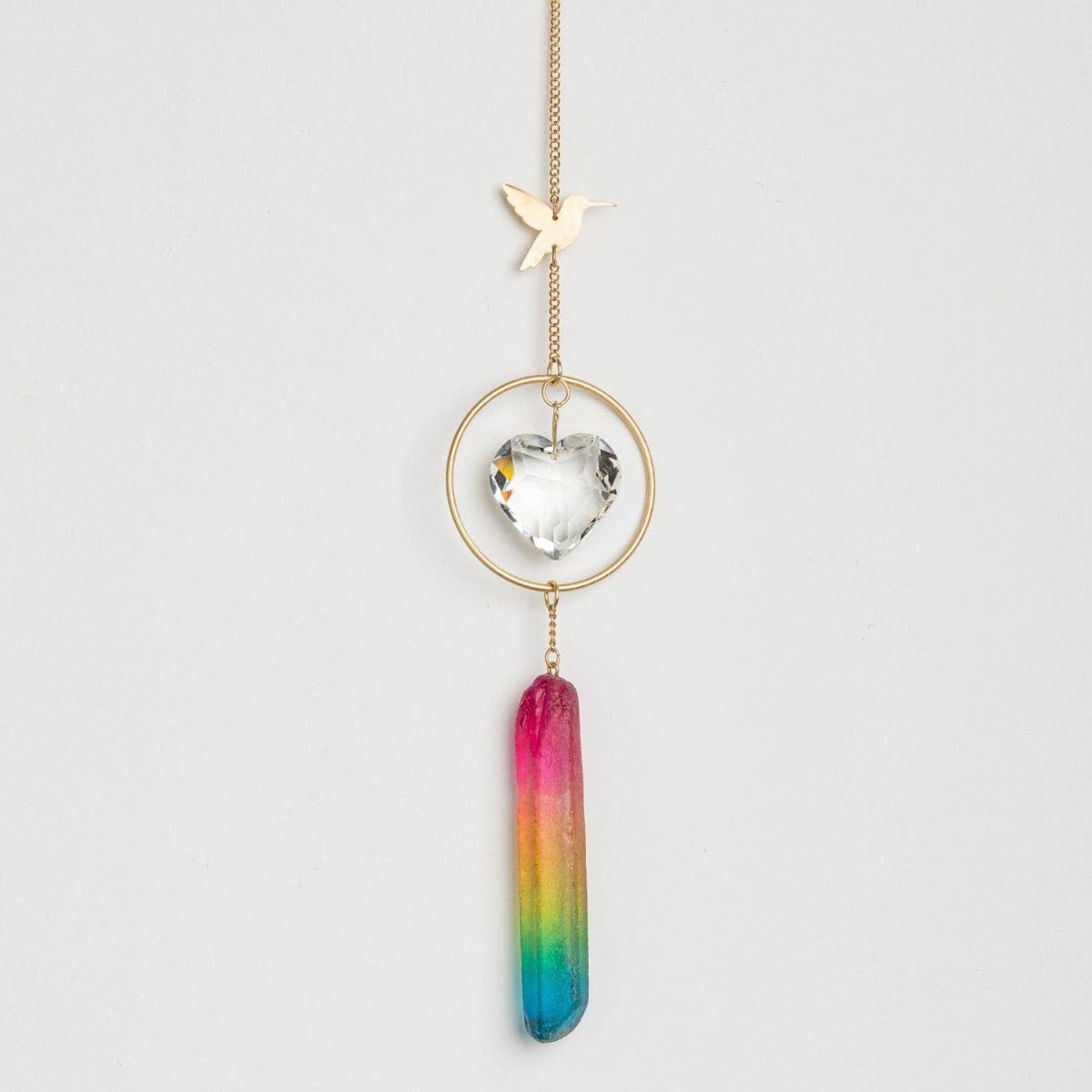 Stone Suncatcher - Hummingbird/Rainbow Stone - Twirls + Twigs