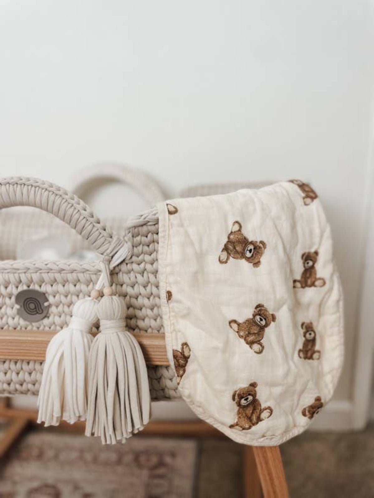 Bamboo Muslin Burp Cloth Set 2 - Pack (Teddy/Taupe) - Twirls + Twigs