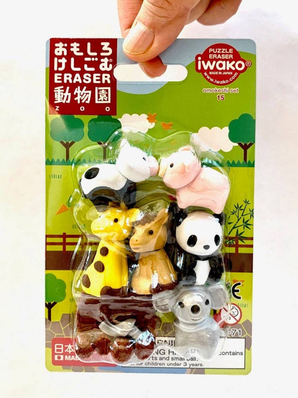 Iwako Zoo Animal Eraser Card - Twirls + Twigs