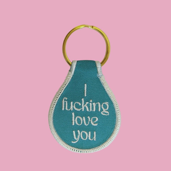 I Fucking Love You Embroidered Key Tag