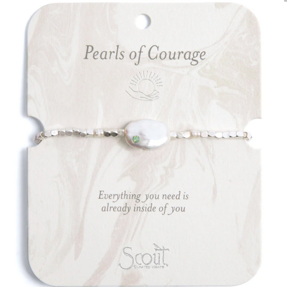 Pearl Affirmation Bracelet - Courage/Silver