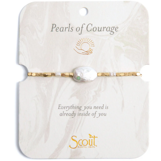 Pearl Affirmation Bracelet - Courage/Gold