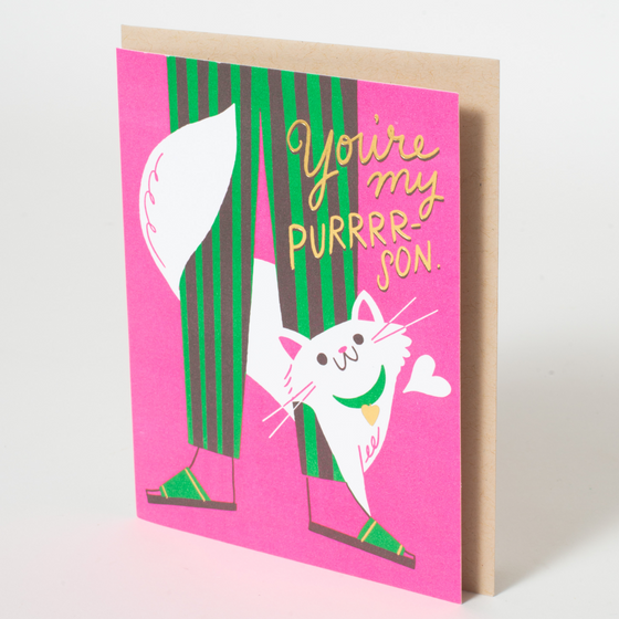 Cat Love Punny Letterpress Greeting Card by Hello!Lucky