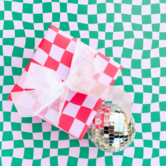 Checkered Wrapping Sheets: Pink/red