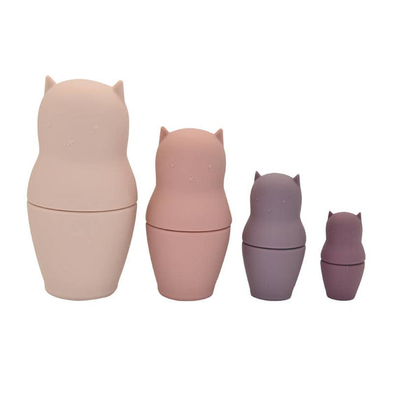 Kitty Cat Nesting Dolls Silicone - Teether - Bath - Stacker