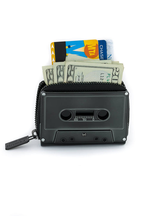 Cassette Tape Wallet--*BLANK Black Chrome