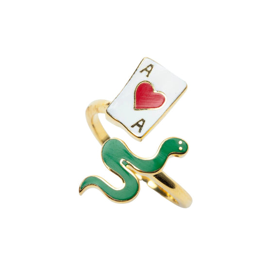 Ace of Hearts & Snake Ring