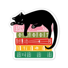  Black Cat & Books Vinyl Sticker | Book Lovers Sticker