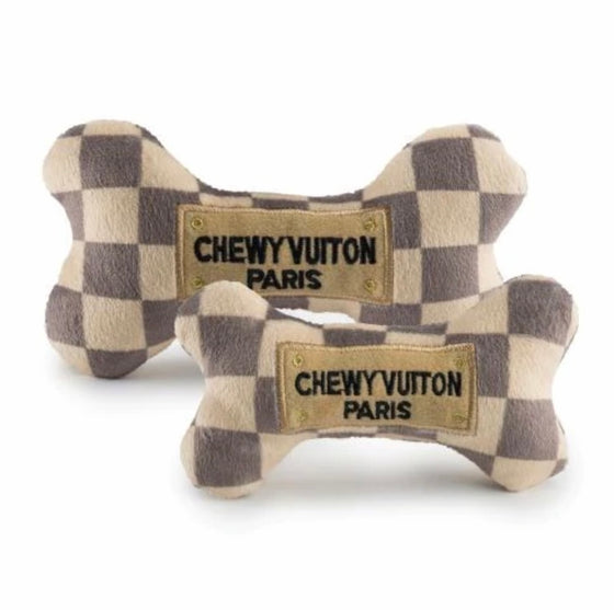 Checker Chewy Vuitton Bone Toy - Large