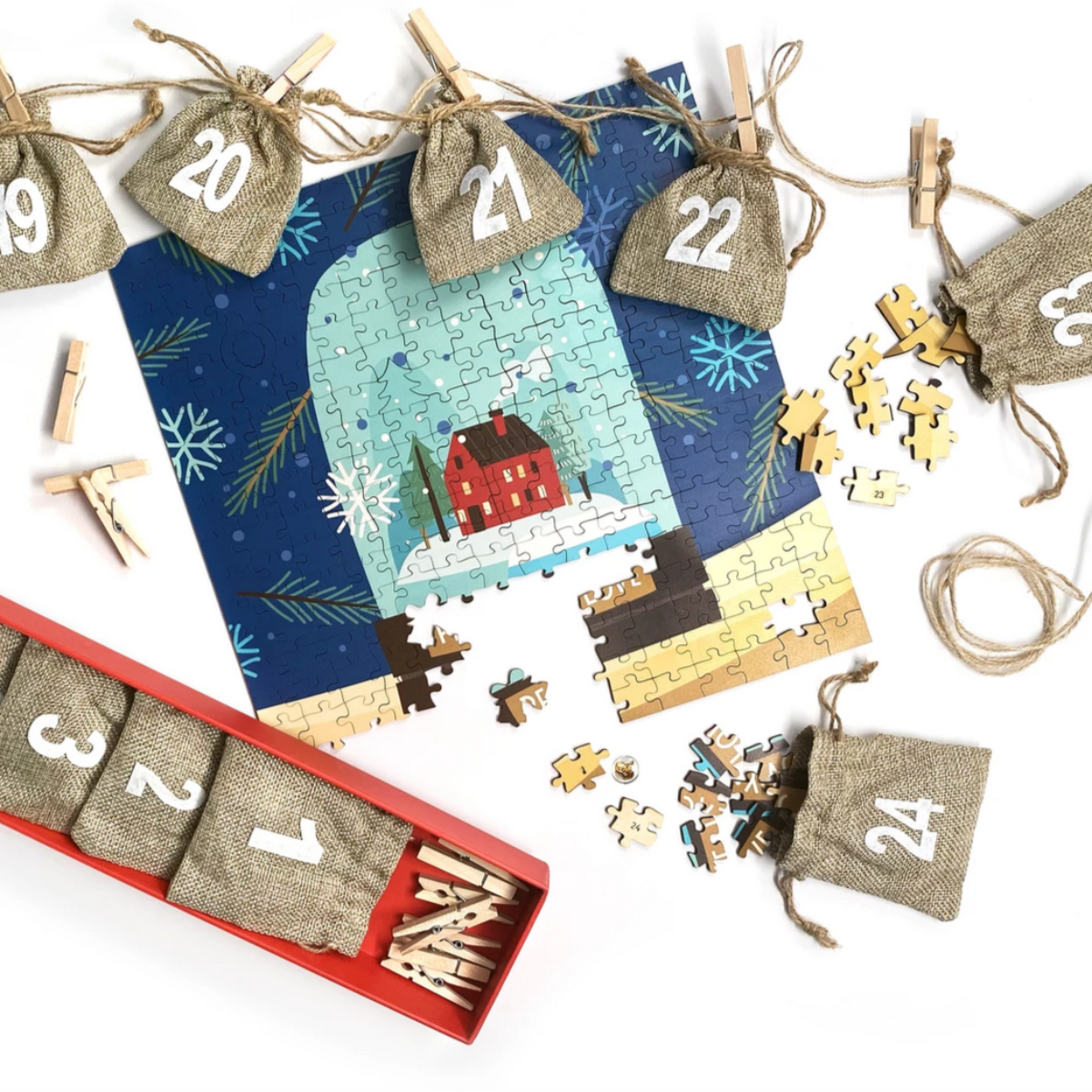 Modern Christmas Advent Calendar Canvas Pouch Kit- – Twirls + Twigs