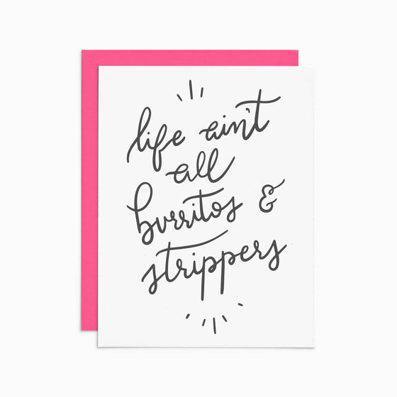Burritos & Strippers Letterpress Card